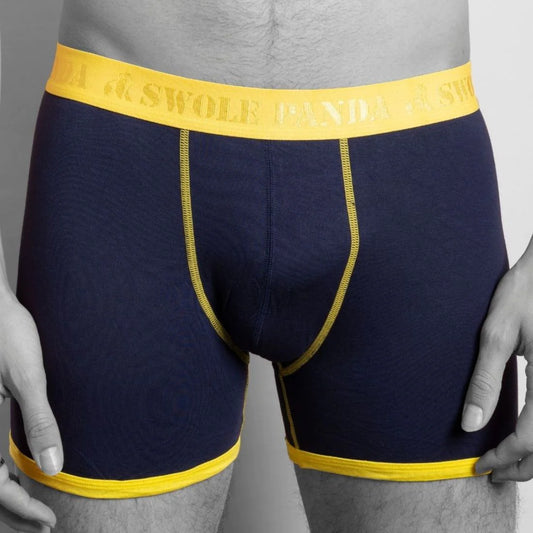 Mens Boxer Shorts Swole Panda Bamboo Boxers Navy/Yellow Mens Underwear Fitted bamboo boxers