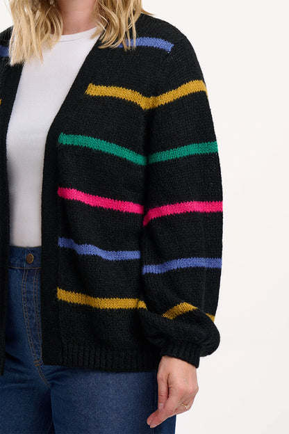 Sugarhill Brighton Yvette Cardigan Black Bright Lines