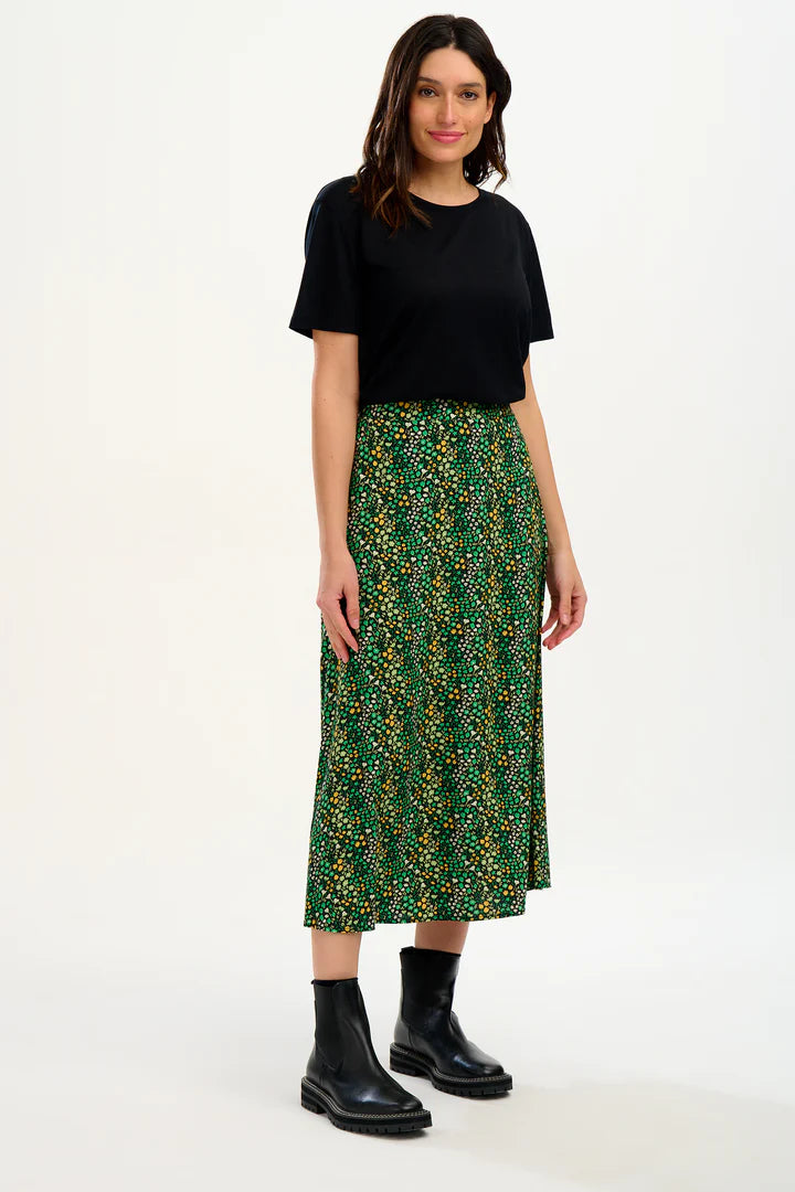 Sugarhill Brighton Zora Skirt Black/Green Ditsy Floral - Size: 14