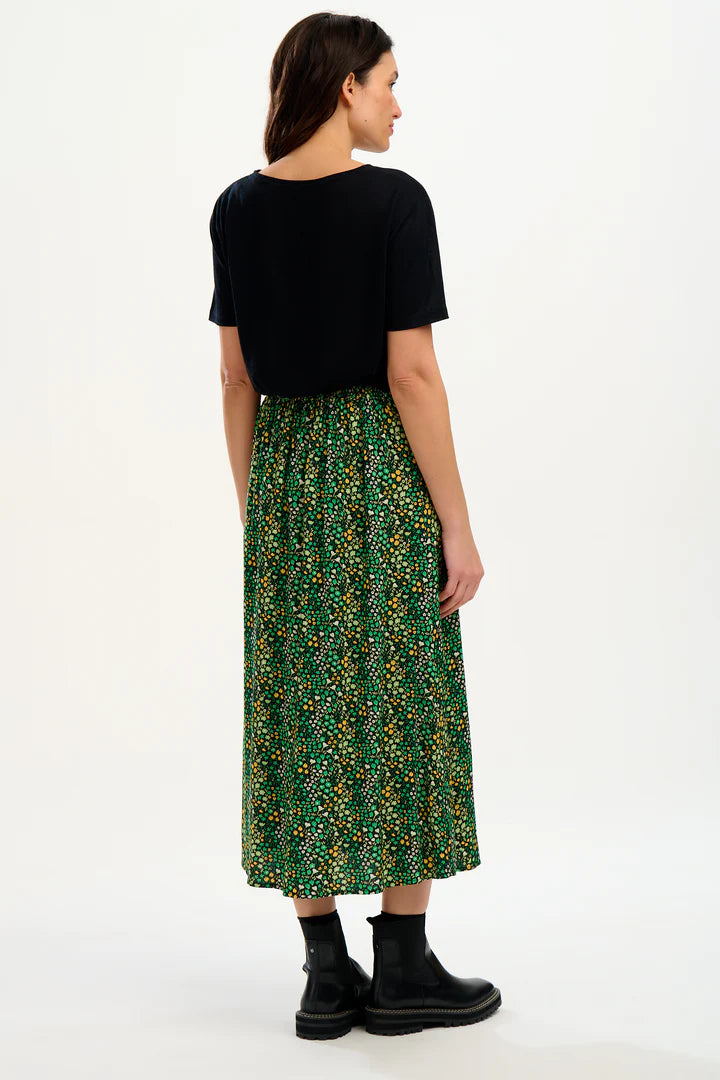 Sugarhill Brighton Zora Skirt Black/Green Ditsy Floral - Size: 14