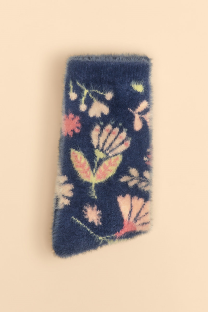 Powder Watercolour Flowers Fuzzy Slipper Socks