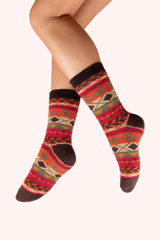 Powder Cosy FairIsle Russet Cosy Socks