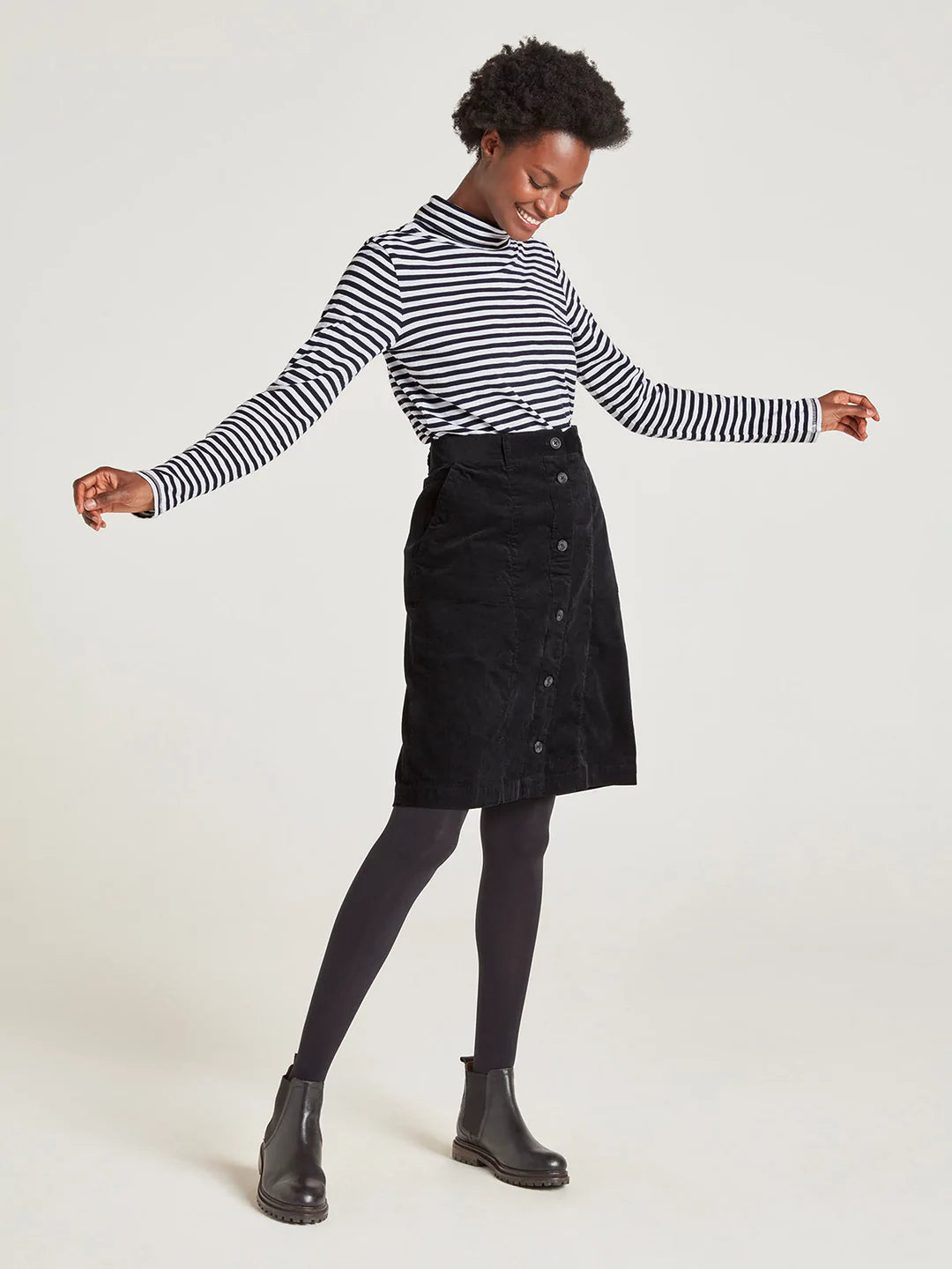 Black cord sales high waisted skirt