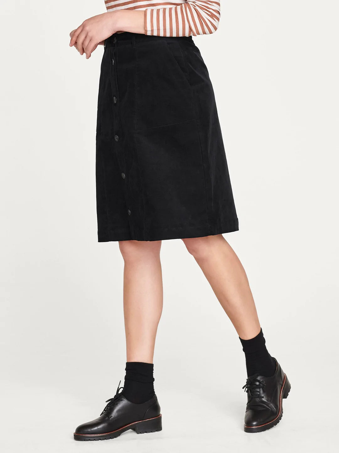 Thought Alani Organic Cotton Cord Skirt Black