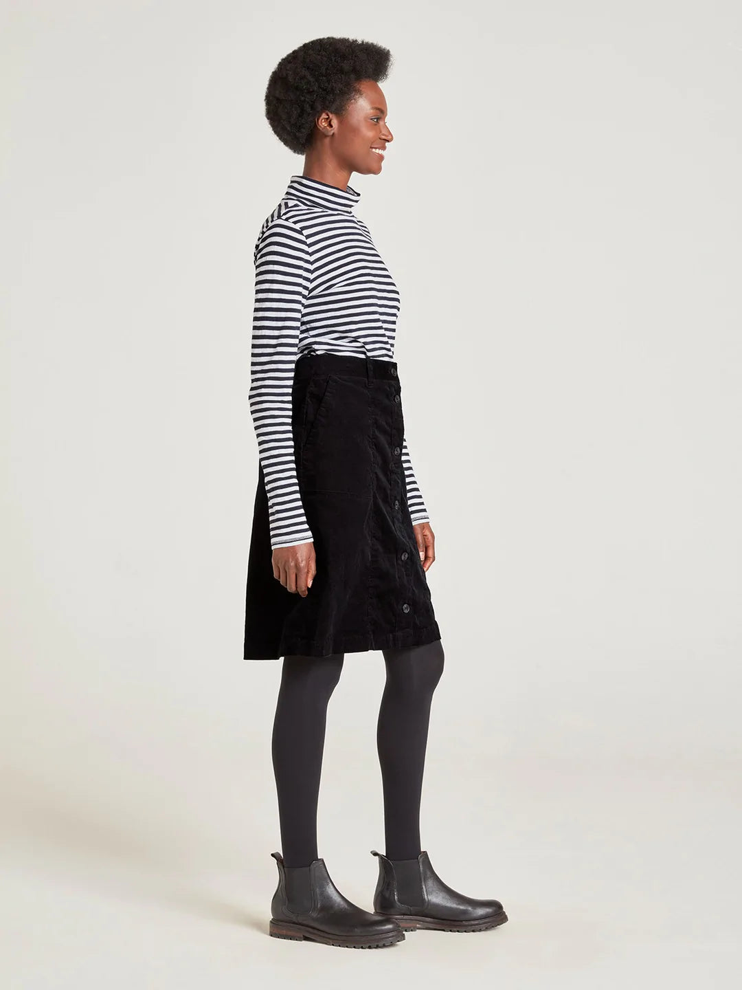 Thought Alani Organic Cotton Cord Skirt Black