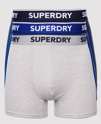 Superdry Classic Boxer Triple Pack Richest Navy/Vivid Cobalt/Grey Marl - Size: XL