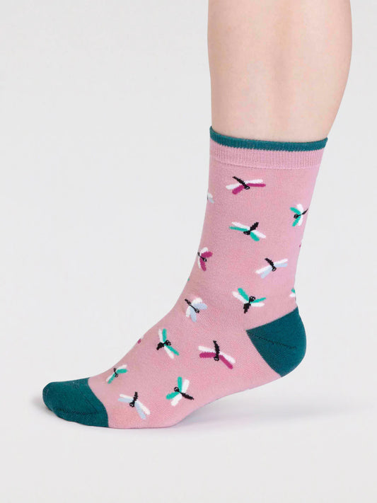 Thought Cece Organic Cotton Bug Socks Petal Pink. Funky socks. Designer socks. Bamboo Socks
