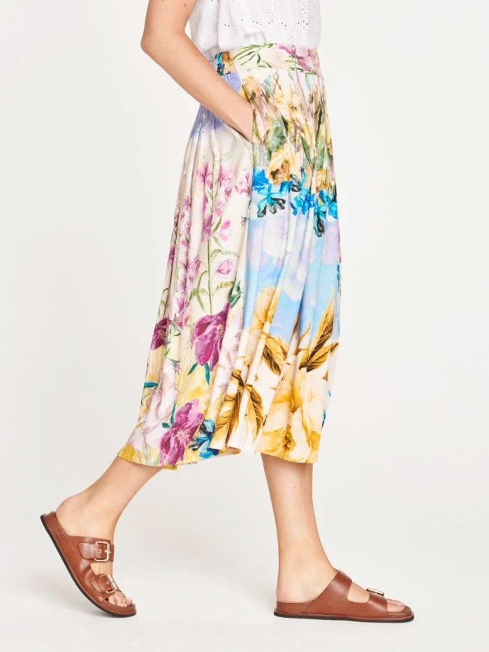 Thought Cotswold Floral Midi Skirt Multi - Size: 18