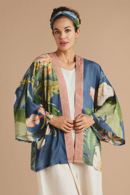 Powder Delicate Tropics Kimono Jacket Indigo. Powder Kimono Sale. Powder clothing Sale. Powder Kimono Jacket. Powder Kimono Gown