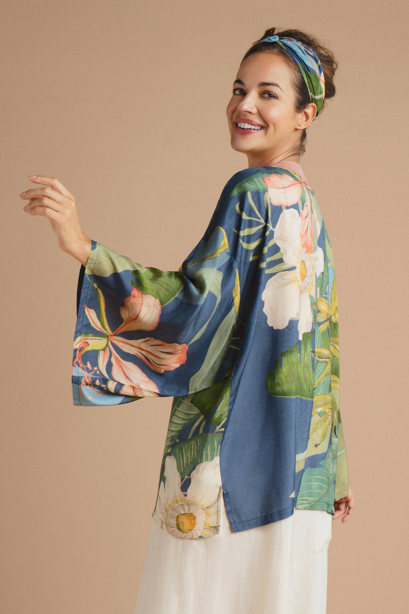 Powder Delicate Tropics Kimono Jacket Indigo