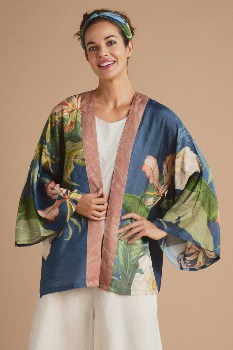 Powder Delicate Tropics Kimono Jacket Indigo