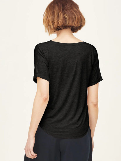 Thought Eliza SeaCell™ Blend V Neck T-Shirt Black