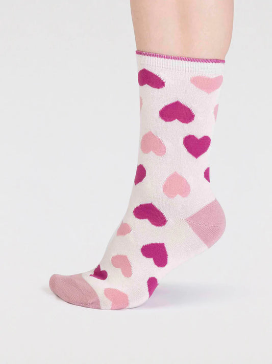 Thought Haddie Bamboo Love Heart Womens Socks Stone White. Funky socks. Designer socks. Bamboo Socks