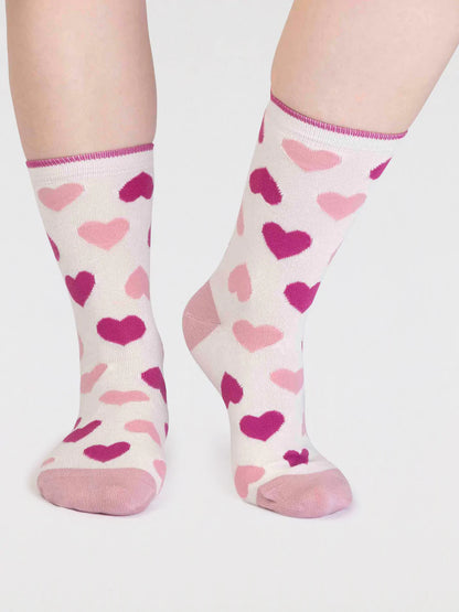 Thought Haddie Bamboo Love Heart Socks Stone White