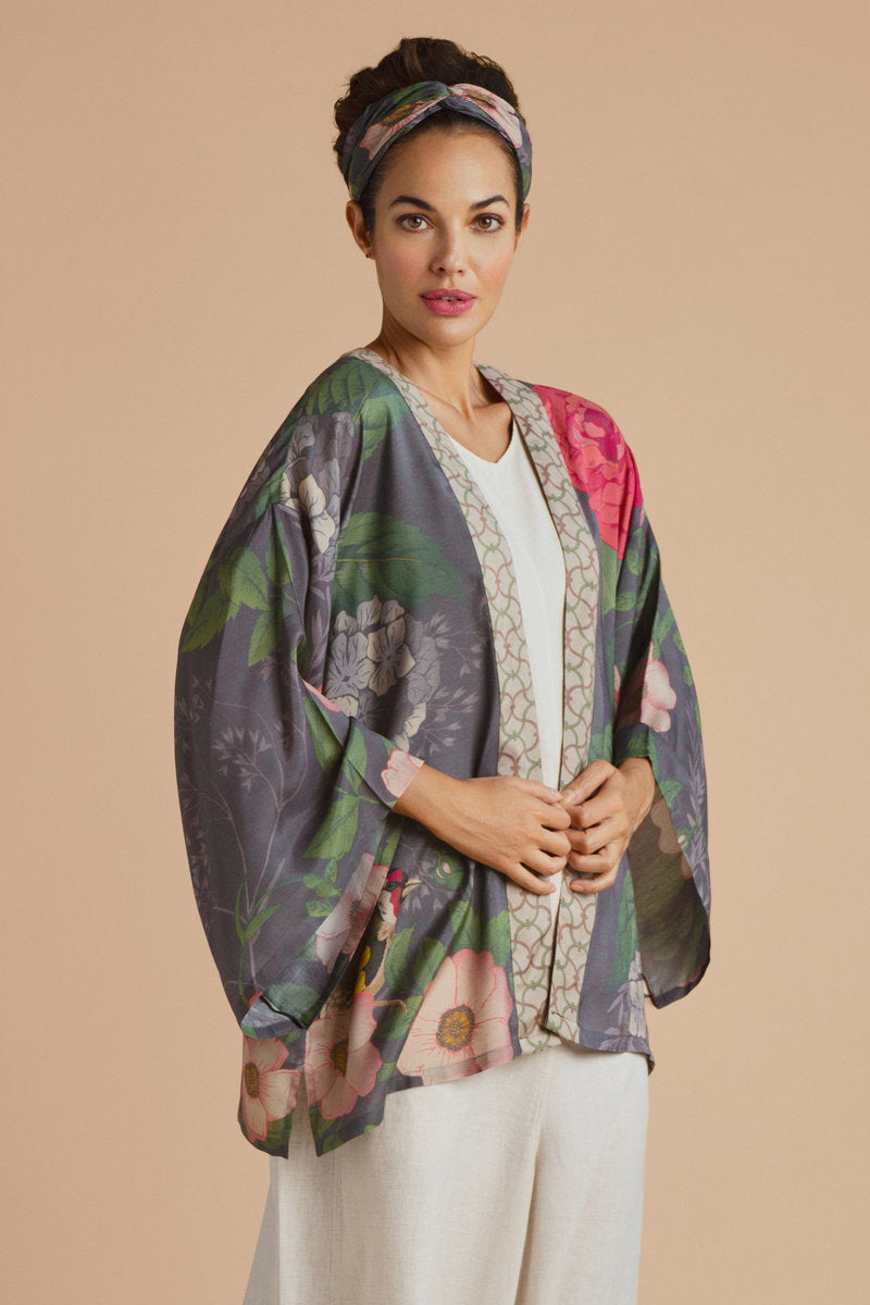 Powder Hedgerow Kimono Jacket Pewter
