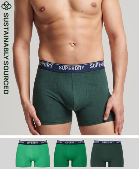 Superdry Organic Cotton Classic Boxer Triple Pack Enamel/Oregon/Bright Green