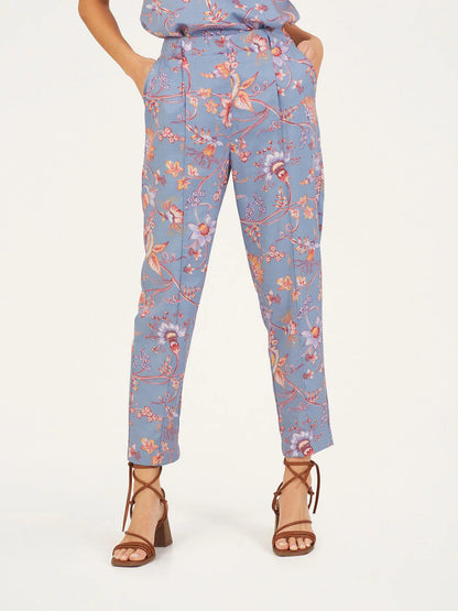 Thought Meadow Tencel™ Floral Tapered Trousers Lavender Blue