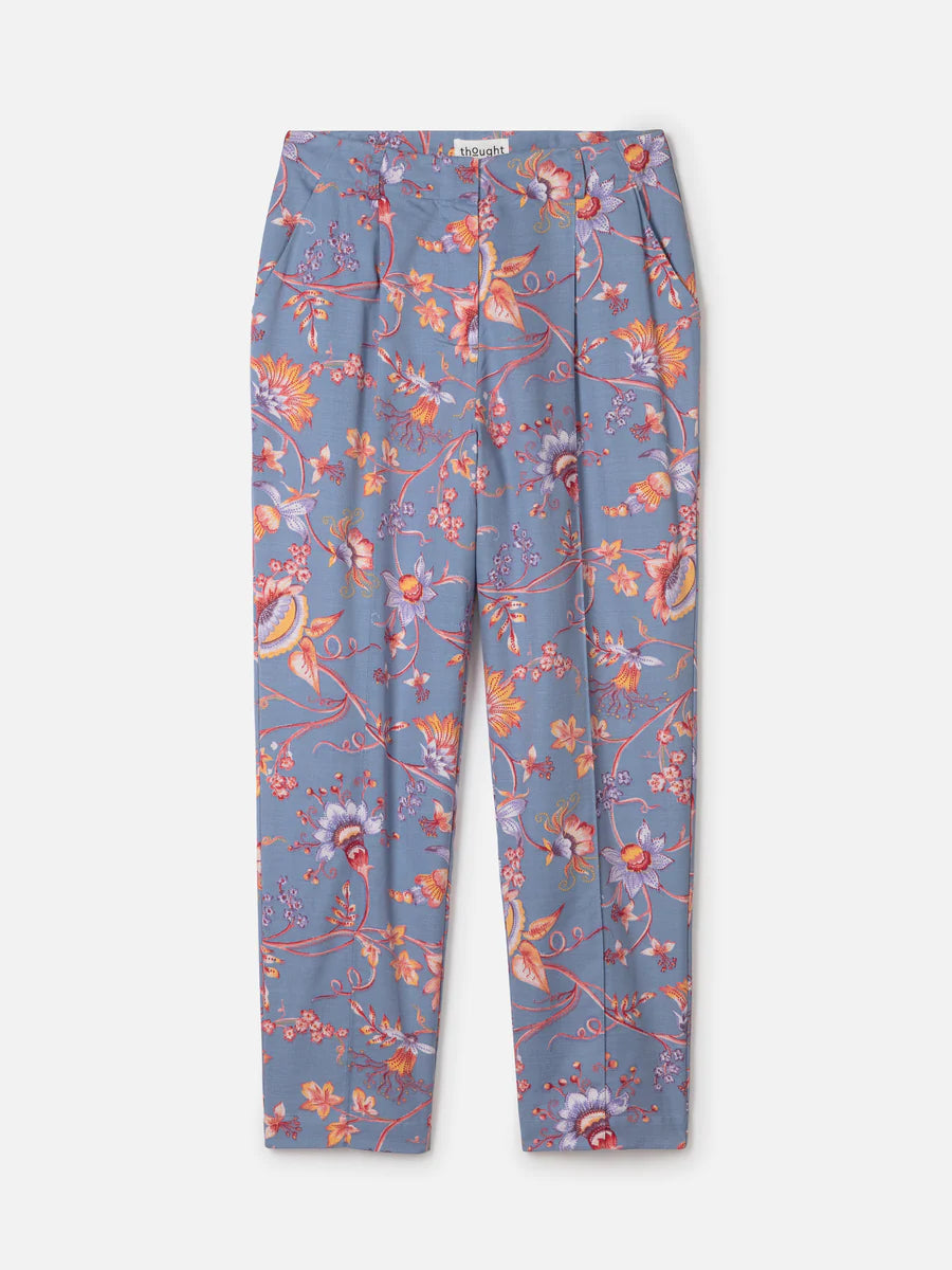 Thought Meadow Tencel™ Floral Tapered Trousers Lavender Blue