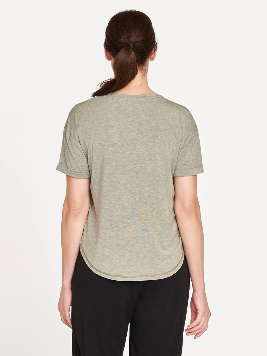 Thought Eliza SeaCell™ Blend V Neck T-Shirt Olive Green