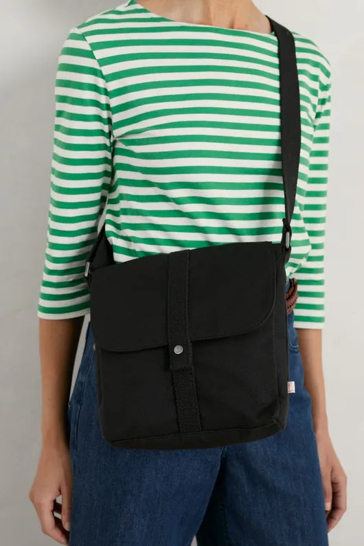 Seasalt Coombe Cross-Body Bag Onyx. Seasalt Basket Bag. Seasalt's new cross-body cotton canvas bag combines function and beauty