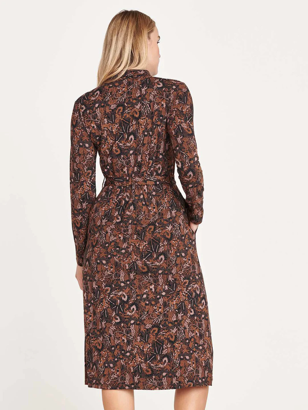 Thought Oriel Tencel & Organic Cotton Dress Chocolate Brown