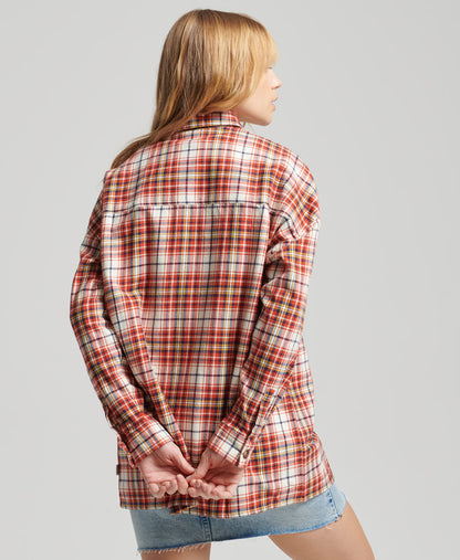Superdry Oversized Check Shirt Vintage Rust Check