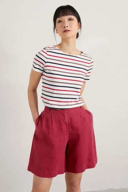Seasalt Sailor T Shirt Tri Breton Chalk Plum A Brilliant Disguise