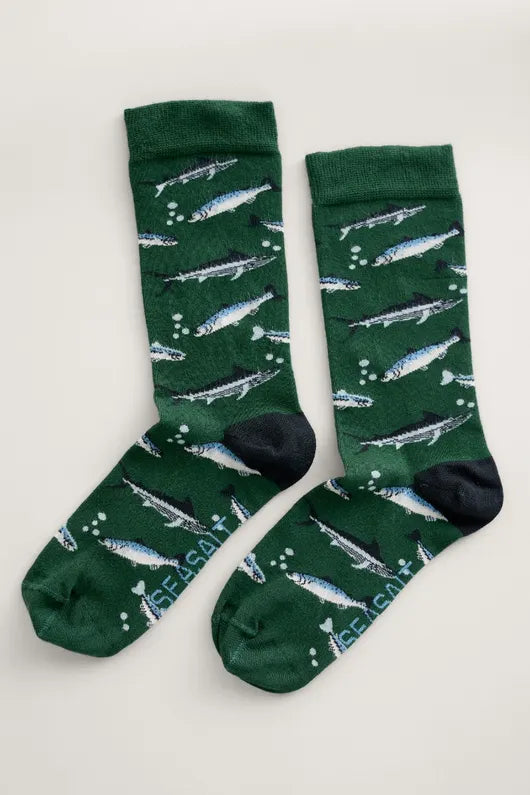 Seasalt Men's Arty Socks Pollow Watson Green. Seasalt socks. Seasalt Men's bamboo socks. Seasalt Sailor Socks