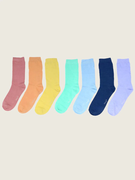 Thought Rainbow Leftover 7 Pack Sock Box. Thought Women's Rainbow Leftover 7 Pack Sock Box. Thought Bamboo LADIES Socks. Socks in a Box UK. Sustainable socks UK