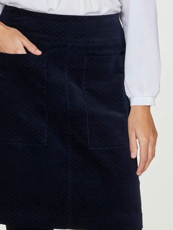 Thought Fayette Organic Cotton Velvet Pocket Front Mini Skirt Navy - Size: 18
