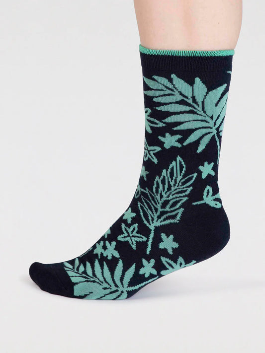Thought Tamara Women's Bamboo Floral Socks Navy. Funky socks. Designer socks. Bamboo Socks. Super soft and naturally breathable