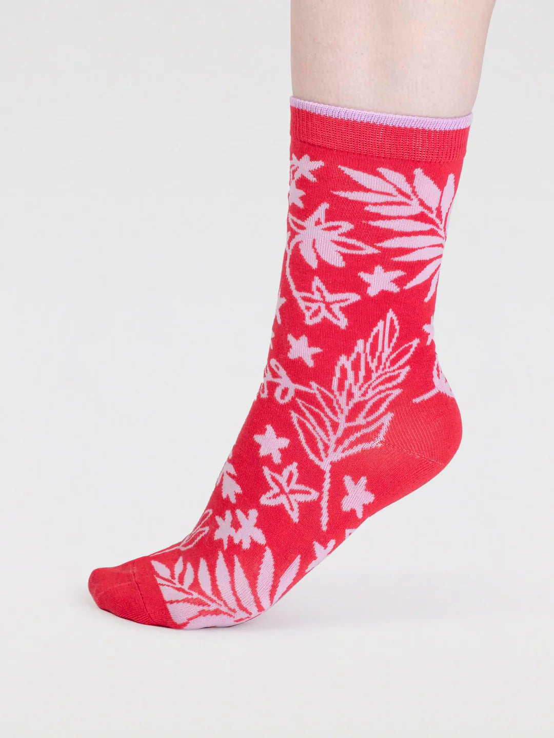 Thought Tamara Women's Bamboo Floral Socks Strawberry Red. Funky socks. Designer socks. Bamboo Socks. Super soft and naturally breathable