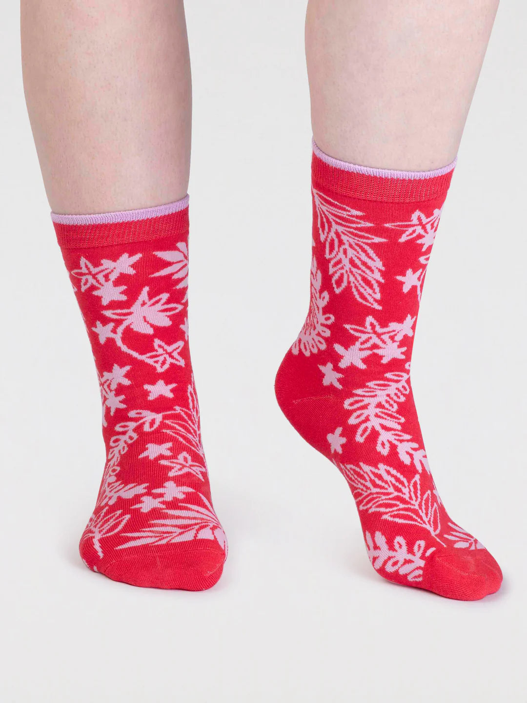 Thought Tamara Women's Bamboo Floral Socks Strawberry Red