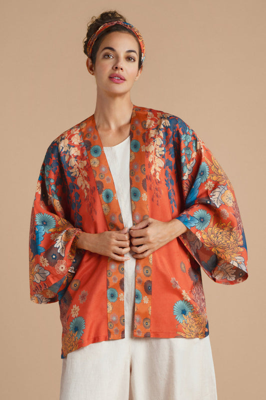 Powder Trailing Wisteria Kimono Jacket Terracotta. Powder Kimono Sale. Powder clothing Sale. Powder Kimono Jacket. Powder Kimono Gown