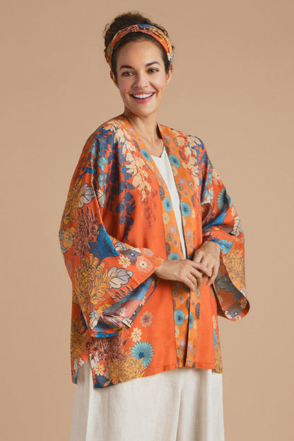 Powder Trailing Wisteria Kimono Jacket Terracotta
