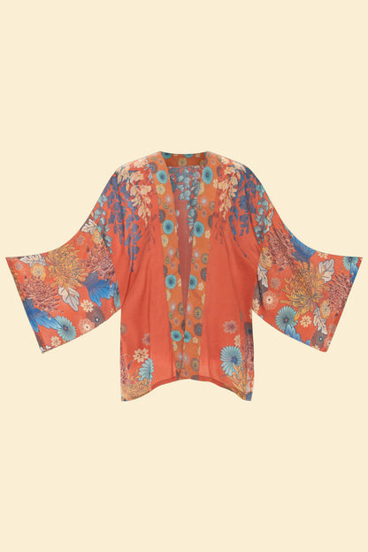 Powder Trailing Wisteria Kimono Jacket Terracotta