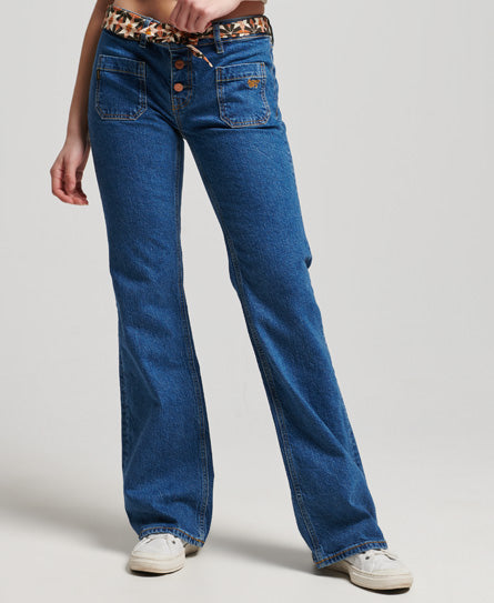 Superdry Womens Organic Cotton Vintage Low Rise Slim Flare Jeans Van Dyke Mid Used. Superdry low rise jeans. Superdry low rise skinny jeans. Flared jeans women