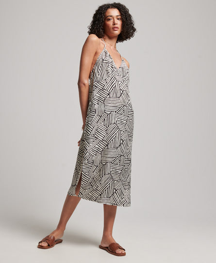 Superdry Womens Midi Halter Slip Dress Linear Mono Print. Superdry Midi Dress. Superdry slip dress. Superdry halter dress. Superdry dresses