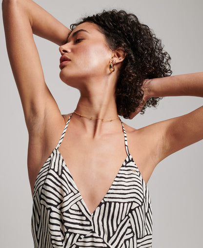 Superdry Midi Halter Slip Dress Linear Mono Print - A Brilliant Disguise Superdry Midi Halter Slip Dress Linear Mono Print - A Brilliant Disguise